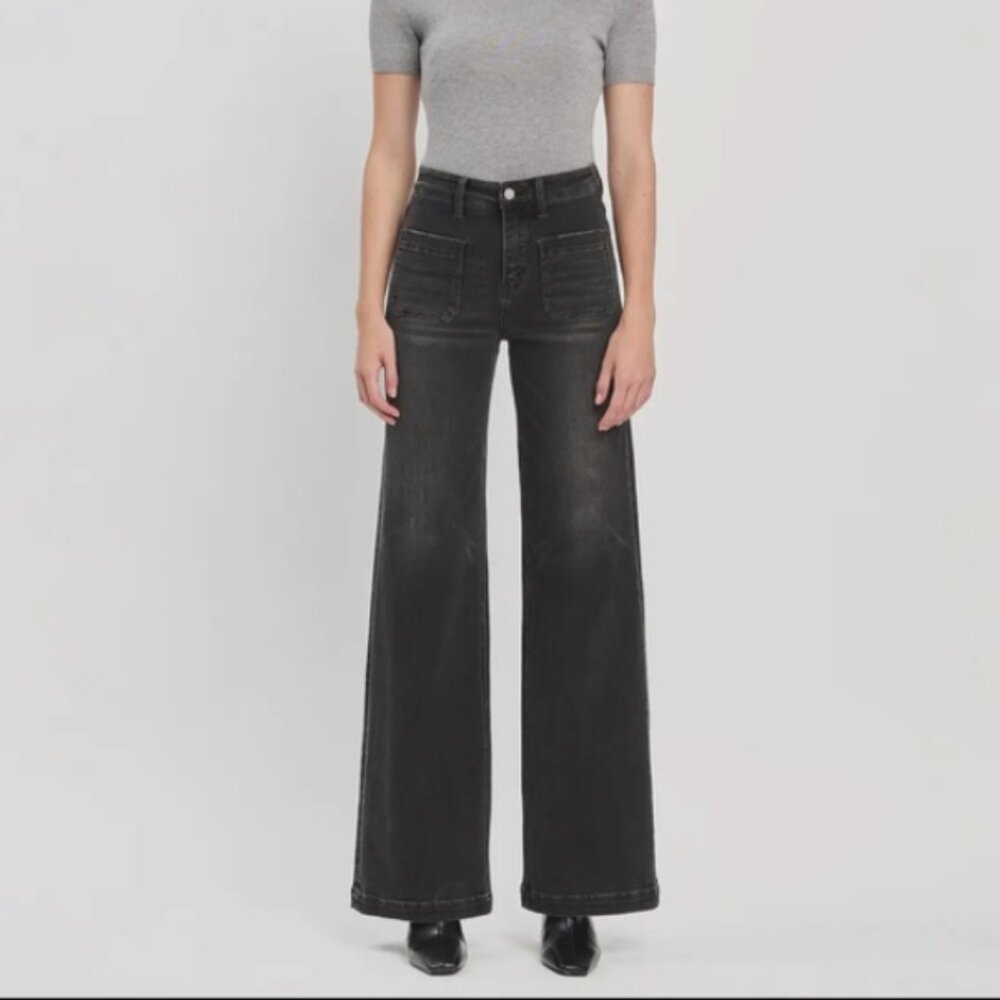 Vervet by Flying Monkey High Rise Wide Trouser Black Jeans